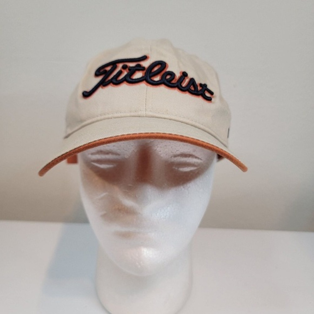 Titleist FootJoy FJ Pro V1 Golf Hat Cap Logo Tan Orange Blue Adjustable
